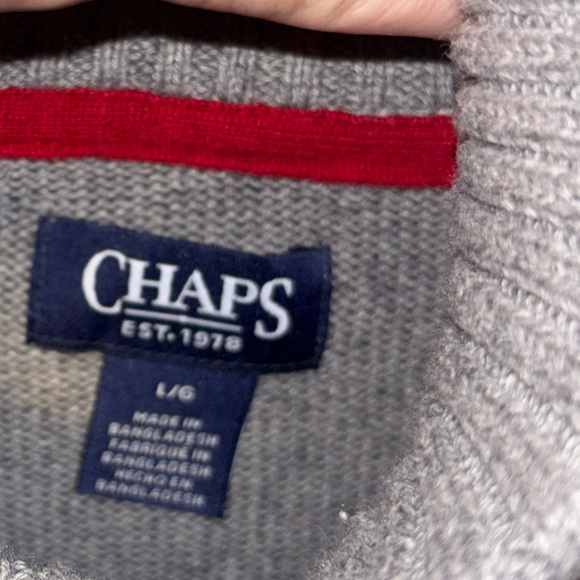 Chaps Men’s Fair Isle Shawl Collar Sweater L Button Neck Nordic Winter - Picture 2 of 2